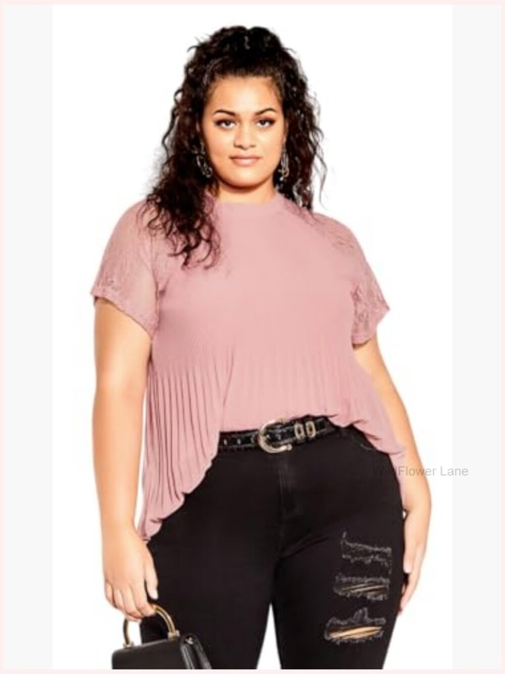 Plus Size Lace Trim Short Sleeve Blouse Pullover Top - Picture 2 of 6